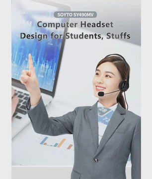 3.5mm/USB Computer Headset met Noise Cancelling Microfoon - Stereo Bedraad