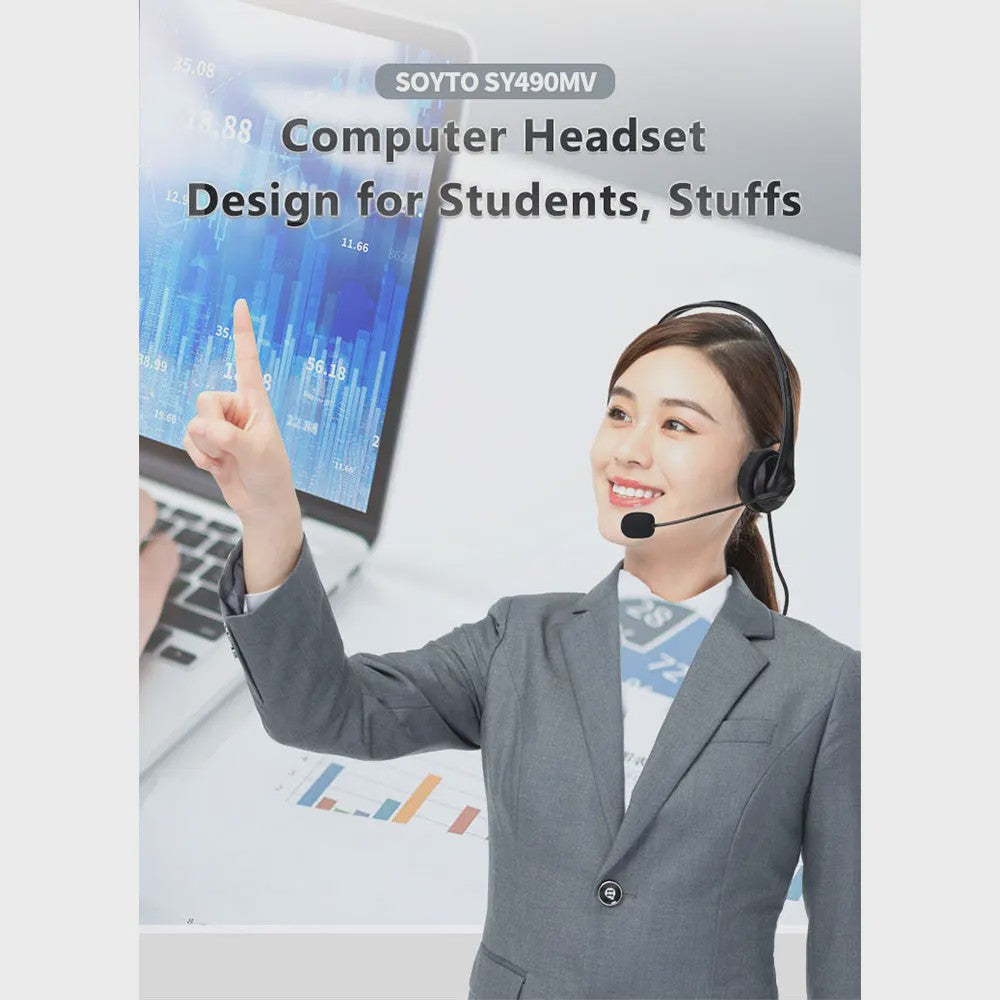 3.5mm/USB Computer Headset met Noise Cancelling Microfoon - Stereo Bedraad