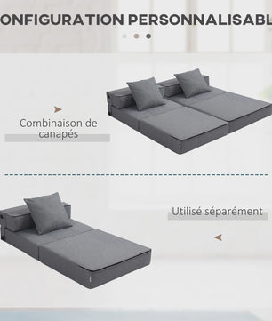 HOMCOM 1-Persoons Fauteuil Bed - Verstelbare Stoel met Afneembaar Kussen