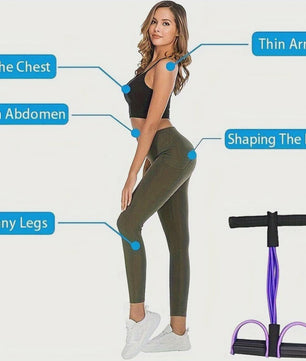 Multifunctionele Weerstandsband met 6 Tubes voor Fitness, Yoga en Buikspieroefeningen