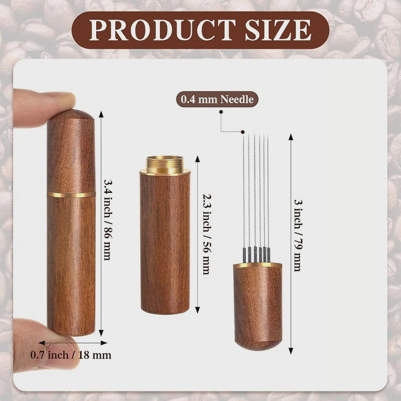 Professionele Espresso WDT Tool & Doseerring Set met Houten Handvat