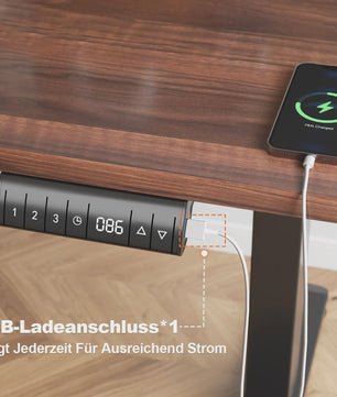 Elektrisch Verstelbaar Bureau 140x70 cm met 3 Geheugenfuncties en USB