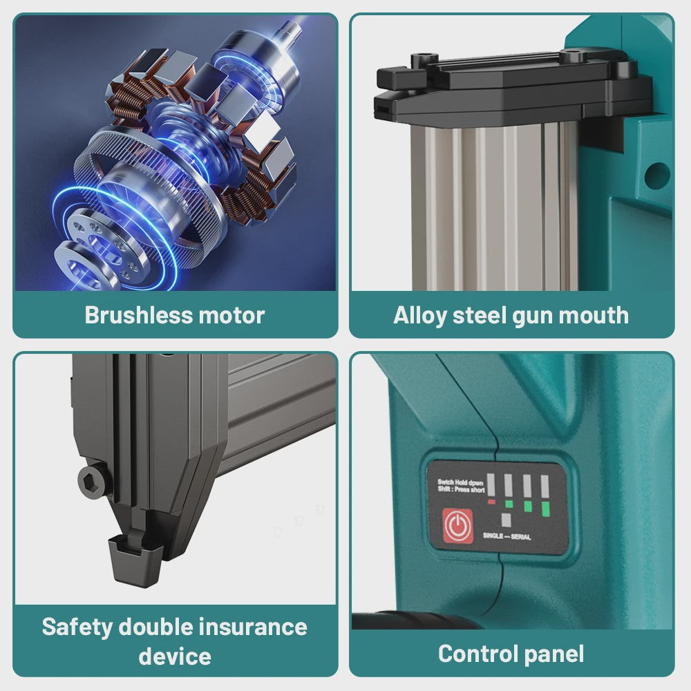 YEARTOP 2-in-1 Accu Tack- en Nagelpistool - Brushless Motor, Krachtig, Makita 18V Compatibel