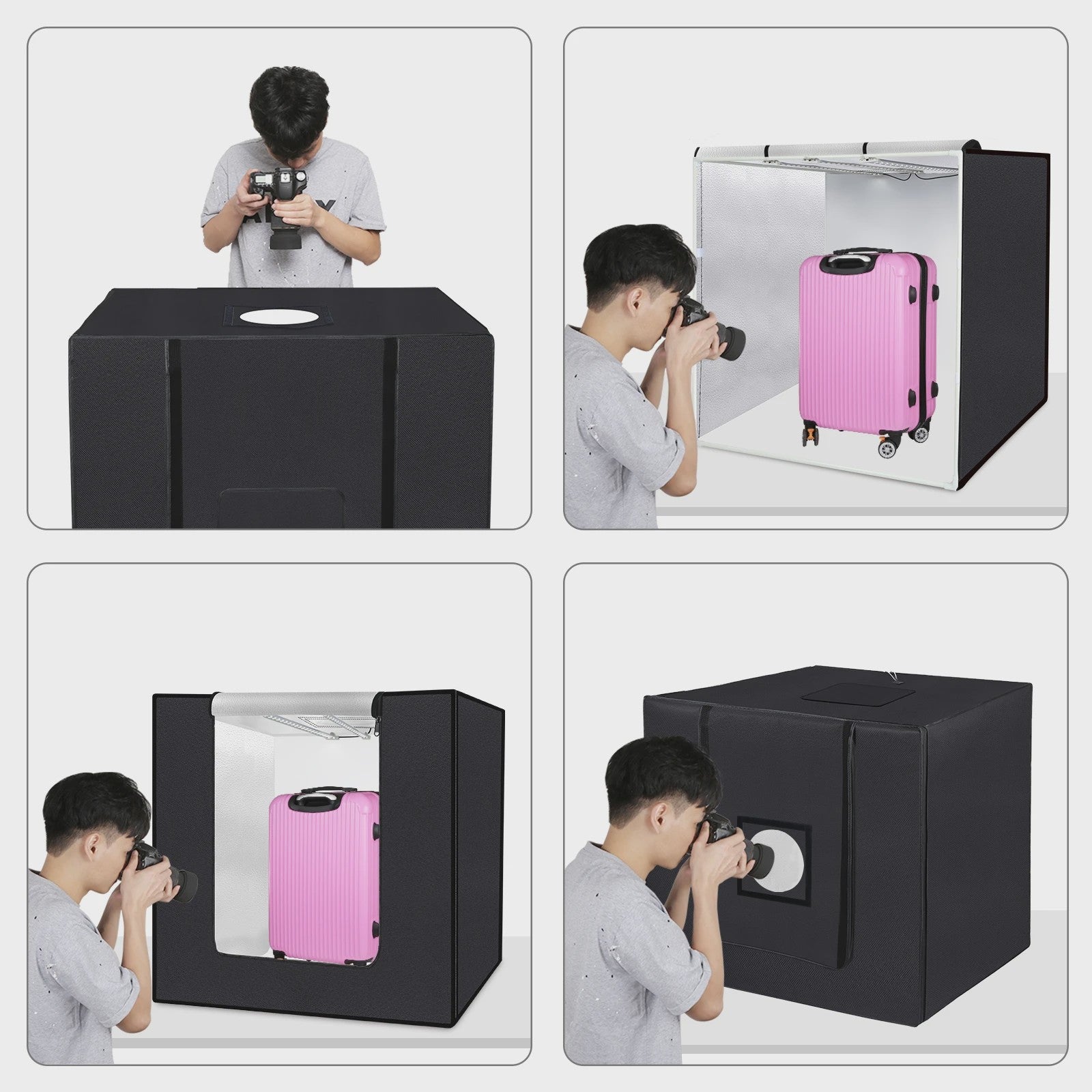 80cm Opvouwbare Fotostudio Lightbox - Krachtige 14000LM LED Verlichting & 4 Kleuren Achtergronden