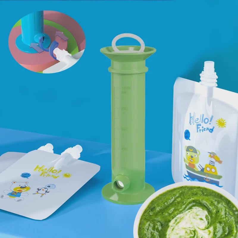 Herbruikbare Babyvoeding Dispenser Set - Zelf Fruitpuree Maken & Bewaren