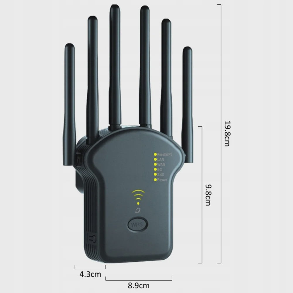 Krachtige WiFi Repeater 1200Mb/s Dual Band (2.4G/5GHz) - Versterk je Netwerk met Volledige Dekking