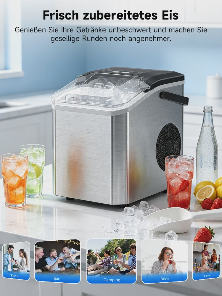 Bogseth Draagbare IJsmachine voor aanrecht - Snel ijs (6 min), 12kg/dag, Zelfreinigend, Compact