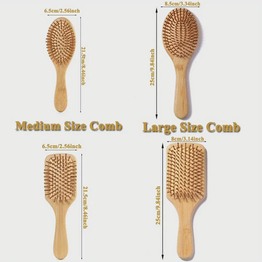 Natuurlijke Bamboe Haarborstel met Luchtkussen - Anti-statisch, Ontklittend & Scalp Massage