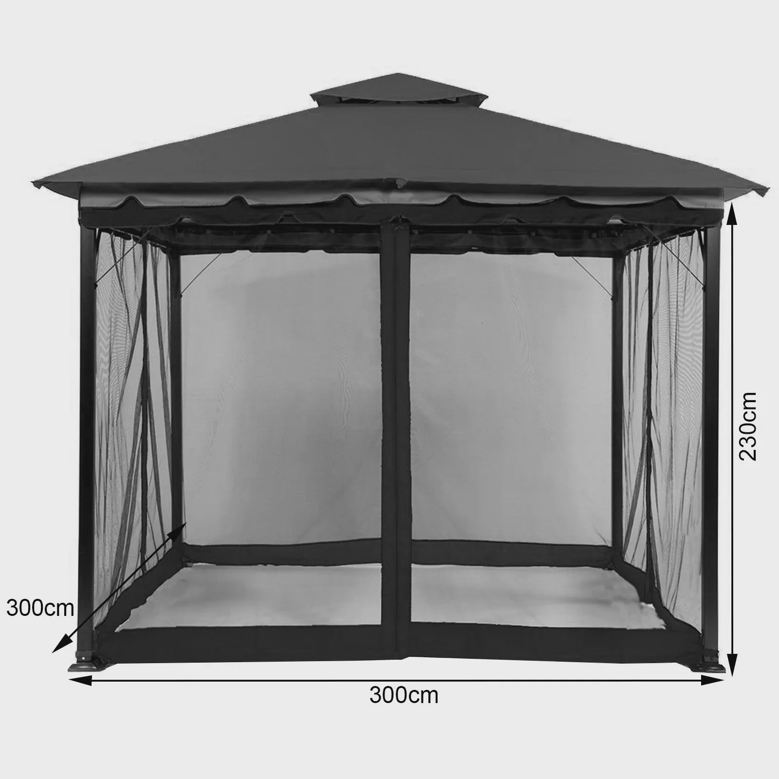 Muggennet voor Gazebo - 300x300cm of 360x360cm - Insectenwering met Ritsen