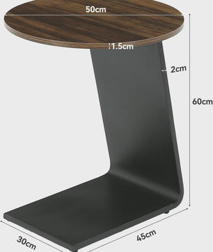 Moderne Ronde Bijzettafel 50cm - C-vormig Metalen Frame