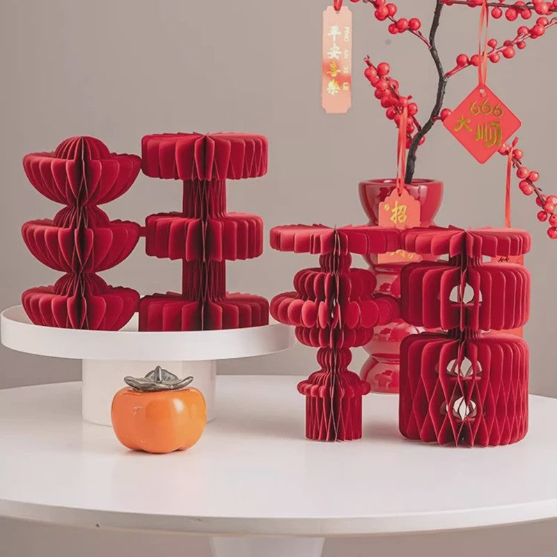 Rode Kalebas Honingraat Decoratie - Chinees Nieuwjaar, Lente Festival & Feestelijke Aankleding