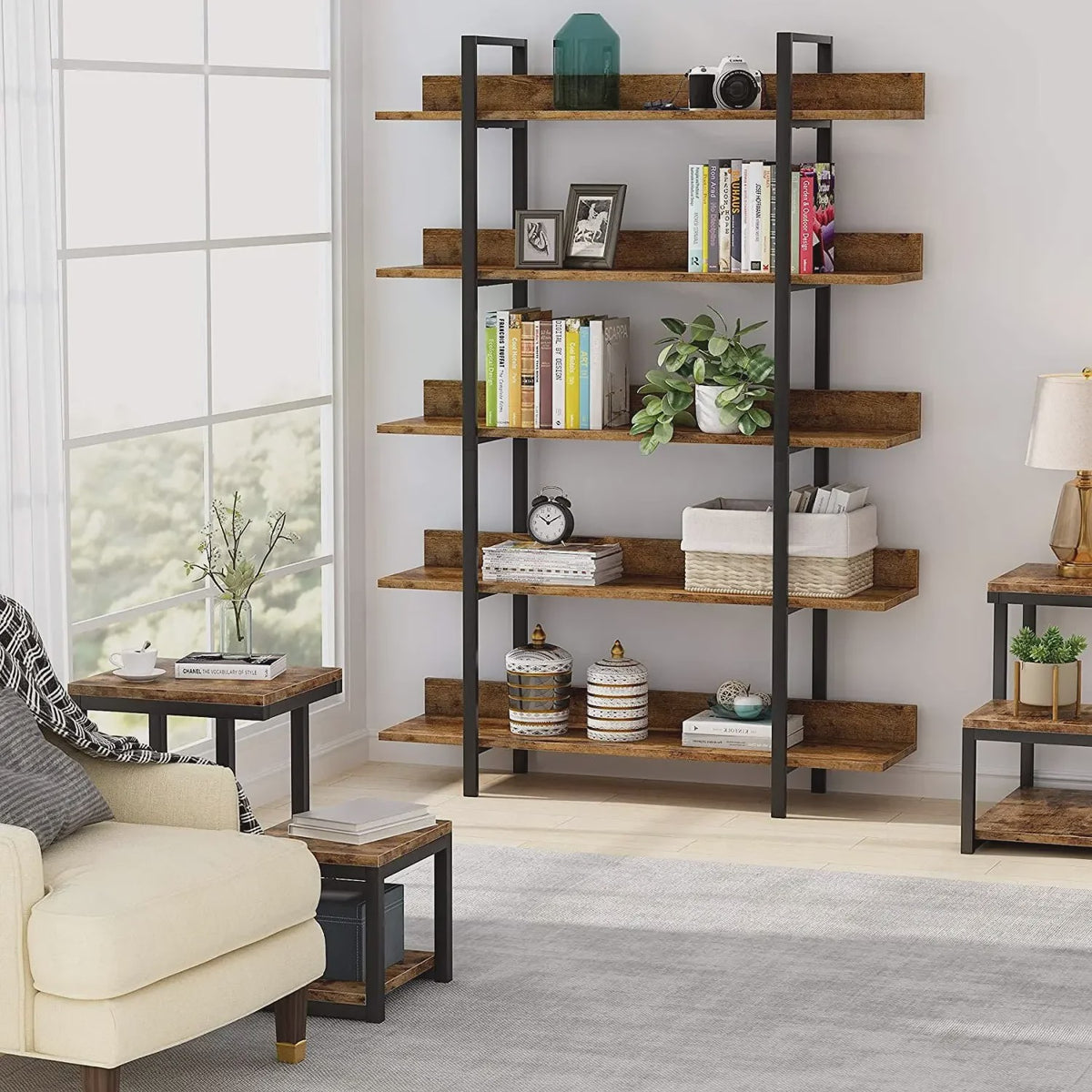Industriële Boekenkast 180cm - 5 Lagen - Stevig IJzeren Frame