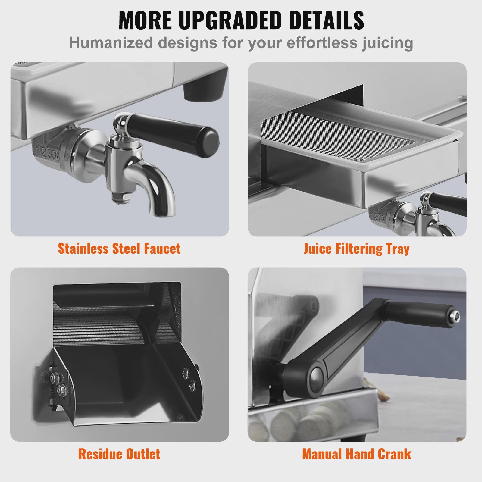 Professionele Suikerrietpers - Hoge Capaciteit (110 LBS/H) met 3 RVS Rollers & Grote Invoer (2.4")