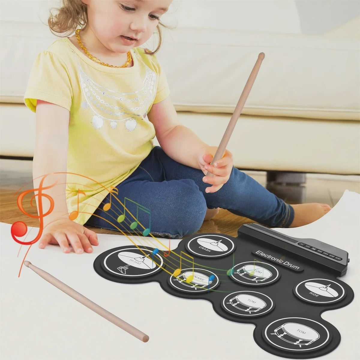 Compacte USB Roll-Up Elektronische Drumstel Set met 7 Pads, Drumstokken en Voetpedaal - Ideaal voor Beginners