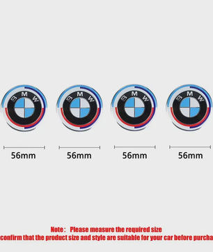 4x BMW Velgdopjes 56mm/68mm - 50th Anniversary Editie