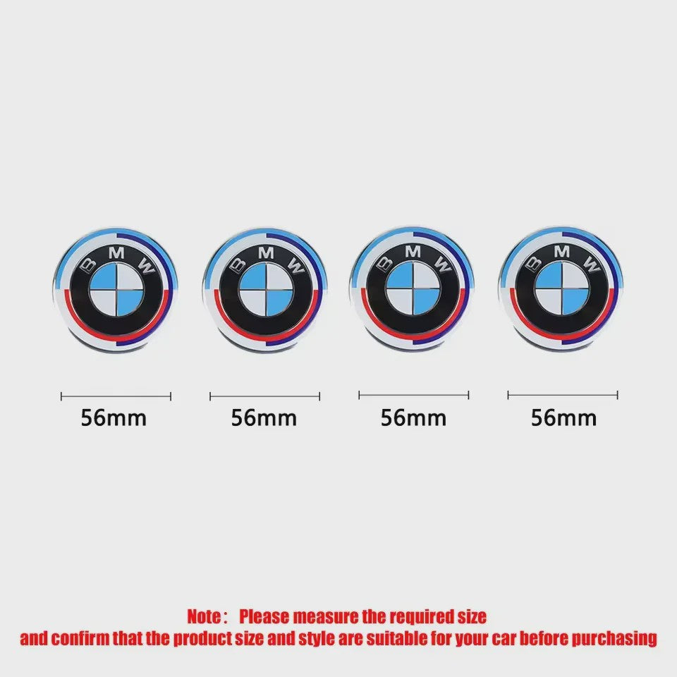 4x BMW Velgdopjes 56mm/68mm - 50th Anniversary Editie