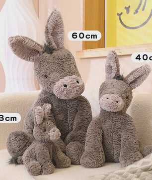 Lieve Grijze Pluche Ezel Knuffel - Verkrijgbaar in 23, 40 en 60 cm - Zacht Speelgoed voor Kinderen en Decoratie