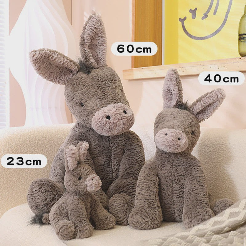 Lieve Grijze Pluche Ezel Knuffel - Verkrijgbaar in 23, 40 en 60 cm - Zacht Speelgoed voor Kinderen en Decoratie