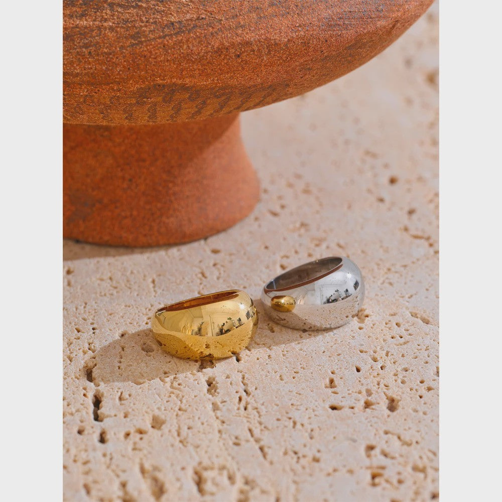 Gouden Chunky Ring - Minimalistisch Design - 18K PVD Plated Roestvrij Staal