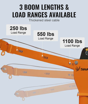 Krachtige 1100 LBS (499 kg) Elektrische Jib Kraan met 360° Draaibaarheid voor Vrachtwagen en Werkvoertuigen