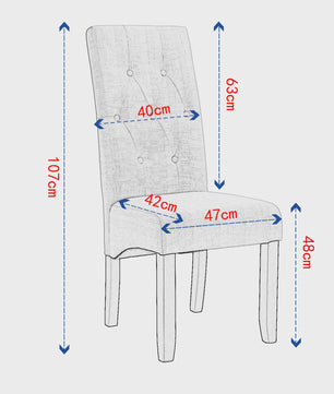 Set van 2 eetkamerstoelen met hoge rugleuning en comfortabele zitting - Massief Hout