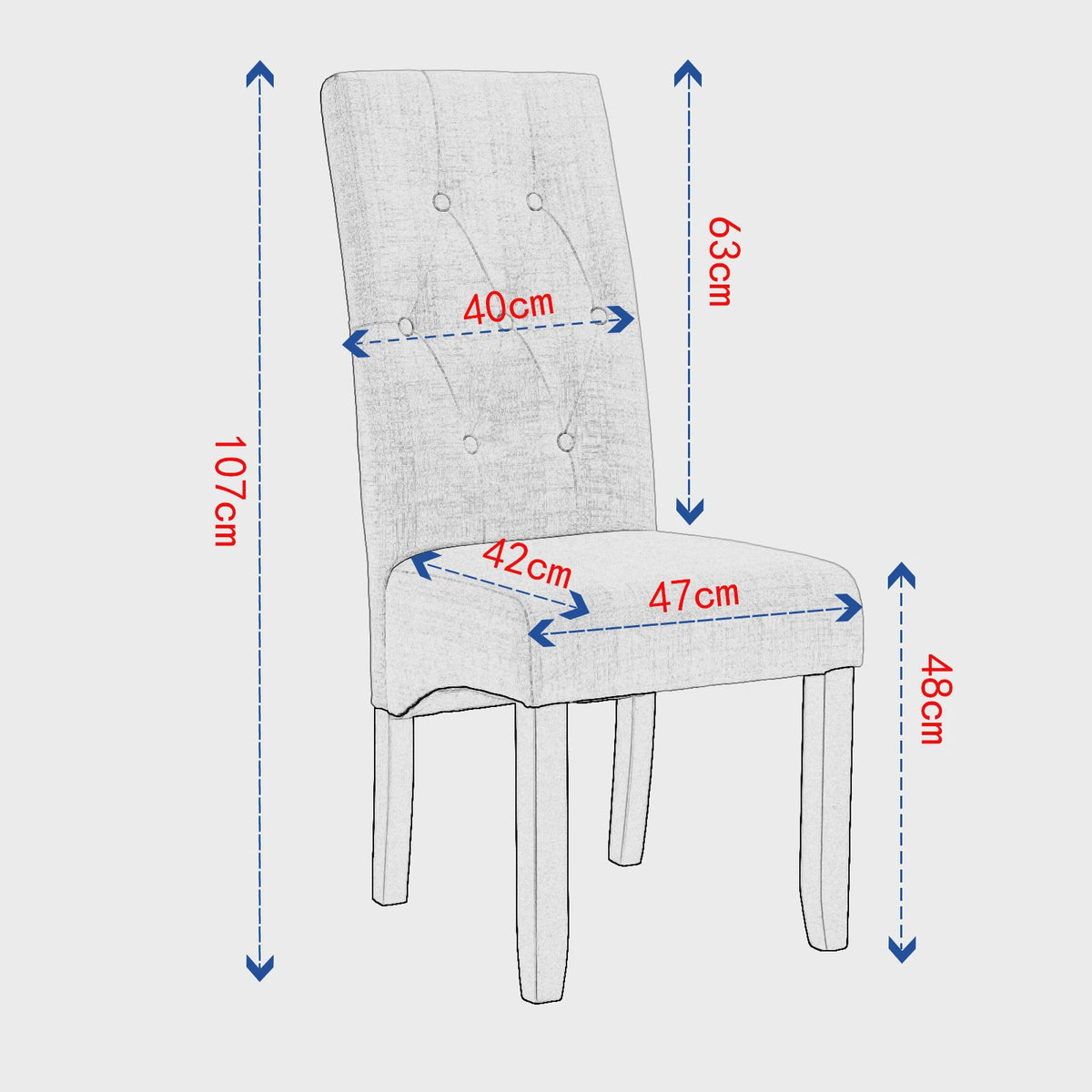 Set van 2 eetkamerstoelen met hoge rugleuning en comfortabele zitting - Massief Hout