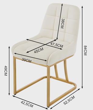 Set van 2 Luxe Velours Eetkamerstoelen met Gouden Metalen Frame - Comfortabel & Stijlvol