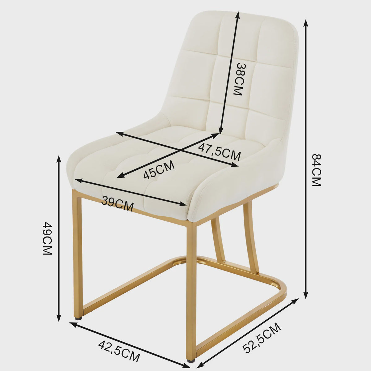 Set van 2 Luxe Velours Eetkamerstoelen met Gouden Metalen Frame - Comfortabel & Stijlvol
