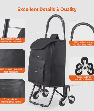 Opvouwbare Boodschappentrolley 36L met Trapliftfunctie - Draagkracht tot 50kg