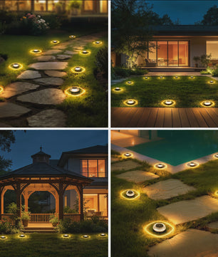 12x Solar Grondspots Warm Wit - IP65 Waterdicht - Automatische Verlichting voor Tuinpaden