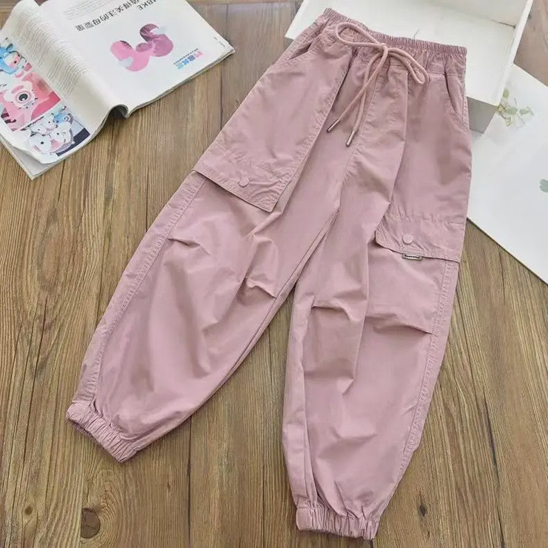 Kinder Cargo Joggers - Trendy Lente/Zomer Broek met Elastische Enkel