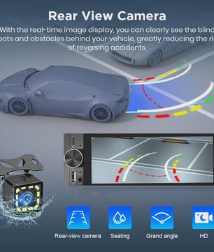 Universele 1-DIN Autoradio met 6.86" IPS Touchscreen, Draadloze CarPlay & Android Auto