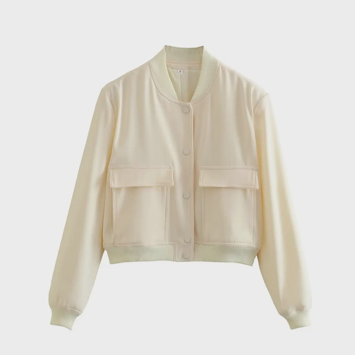 Dames Bomberjack met V-hals, Lange Mouwen en Zakken - Stijlvolle Casual Outfits