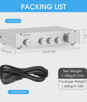 Nobsound HiFi 3-Weg Klasse A Digitale Stereo Preamplifier 2.0 Home Audio Preamp