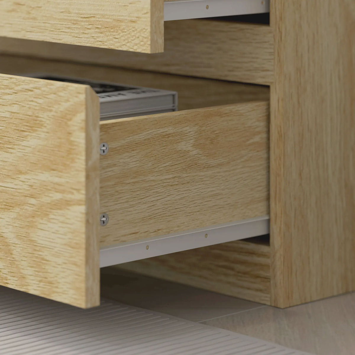 HOMCOM Boekenkast met 3 Planken en 3 Lades - Natuurlijk Hout Effect - 60x35x180 cm