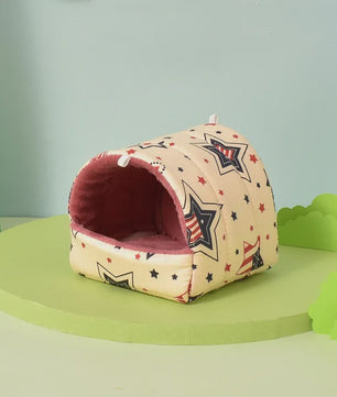 Schattig Cartoon Nestje voor Kleine Huisdieren - Warm & Zacht Hamsterhuisje