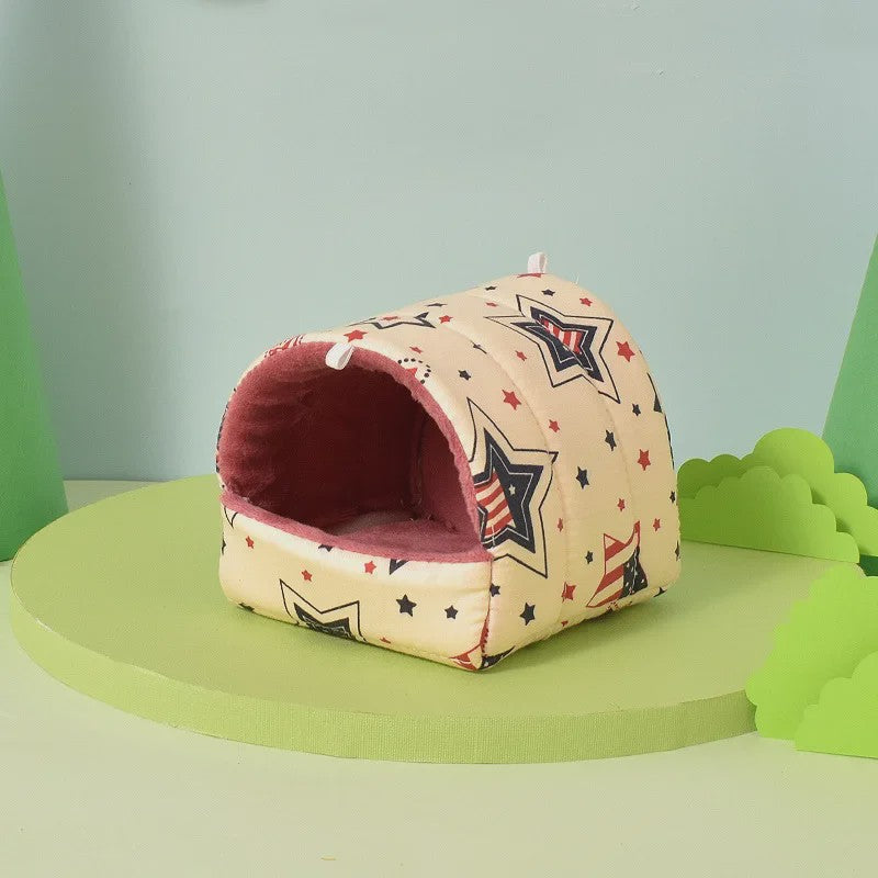Schattig Cartoon Nestje voor Kleine Huisdieren - Warm & Zacht Hamsterhuisje