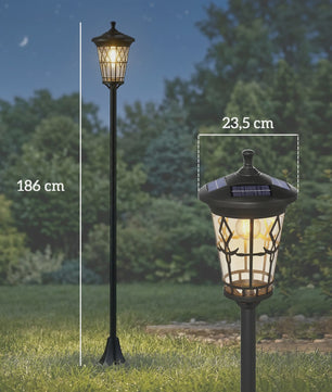 Set van 2 Zwarte Solar Tuinpaal Lampen - Verstelbare Hoogte & Roestvrij Staal