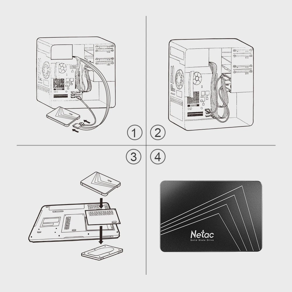 Netac Interne SATA SSD 2TB - Snelle Opslag voor Laptop & PC