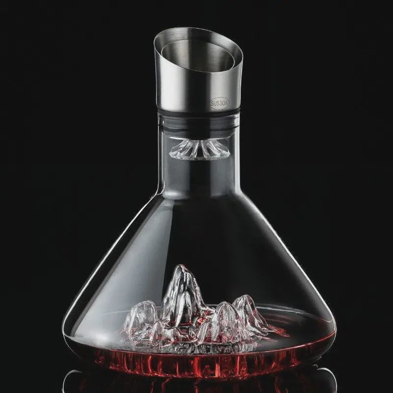 Luxe Kristallen Wijnkaraf 1500ML - Iceberg Design, Handgemaakt, Loodvrij, Wijnschenker & Dispenser