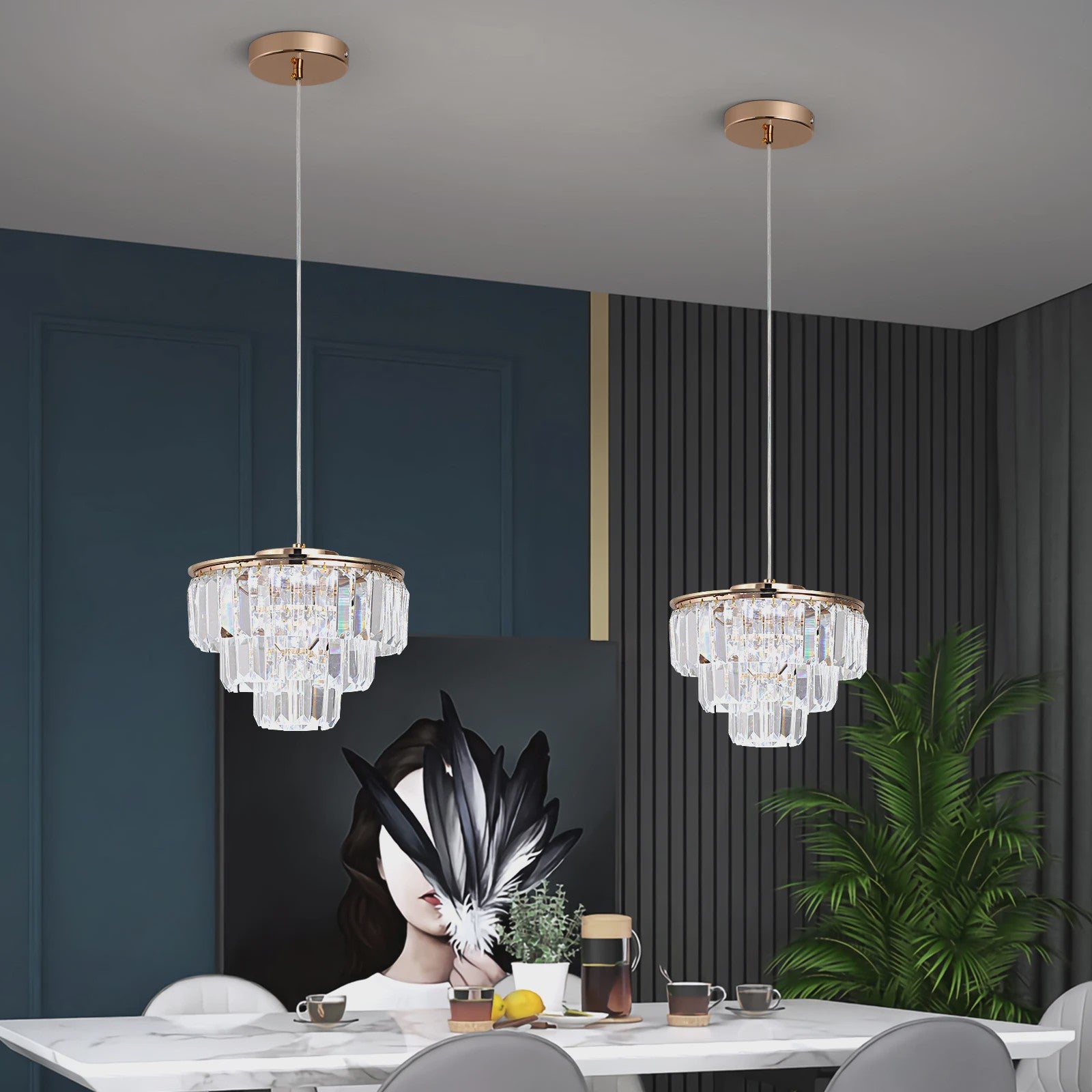 Luxe Kristallen Plafondlamp Goud - Moderne Hanglamp met LED Verlichting voor Woonkamer & Slaapkamer