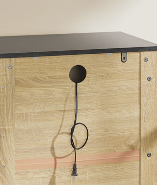 SoBuy Keuken Dressoir met Magnetronnis en Deuren - Eiken/Zwart 107x40x85cm