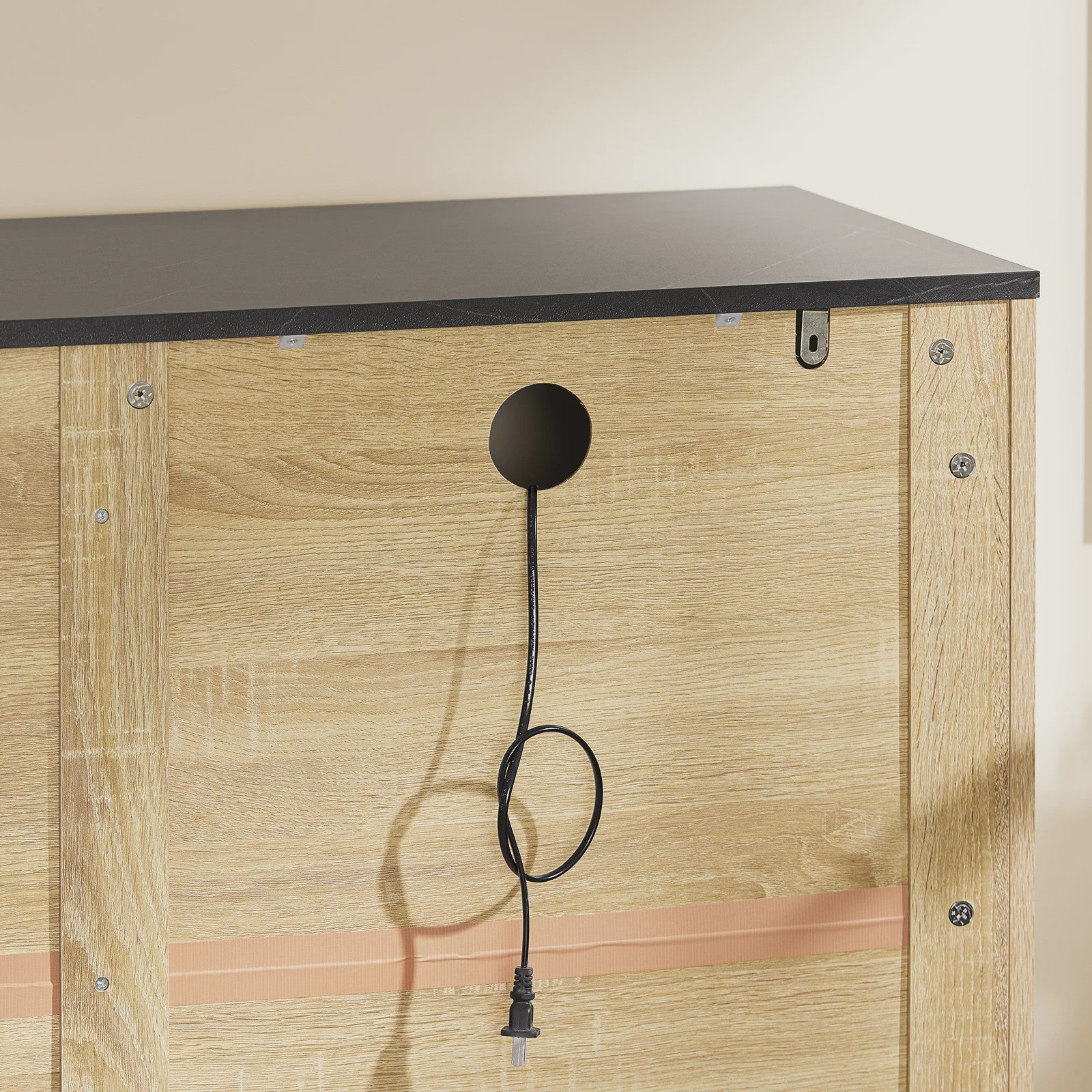 SoBuy Keuken Dressoir met Magnetronnis en Deuren - Eiken/Zwart 107x40x85cm