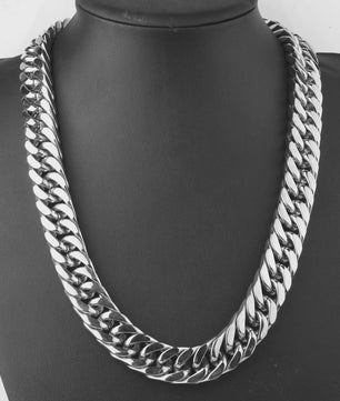 Zware Gepolijste RVS Curb Cuban Ketting - 10-17mm Breed - Waterdicht Sieraden voor Mannen & Jongens