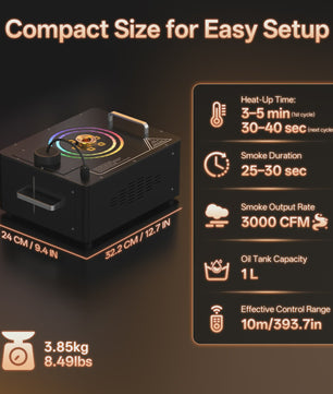 Krachtige 1300W Rookmachine met 6 RGB LED's en Kleurrijke Lichtstrips - Inclusief Afstandsbediening & DMX