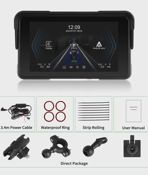 5" Motorcycle Smart Screen met CarPlay & Android Auto - Waterdicht & Bluetooth