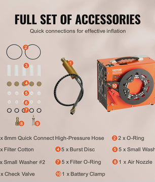 Draagbare PCP Air Compressor 4500PSI/30Mpa - Watervrij, voor Luchtgeweer, Paintball & Duiktank
