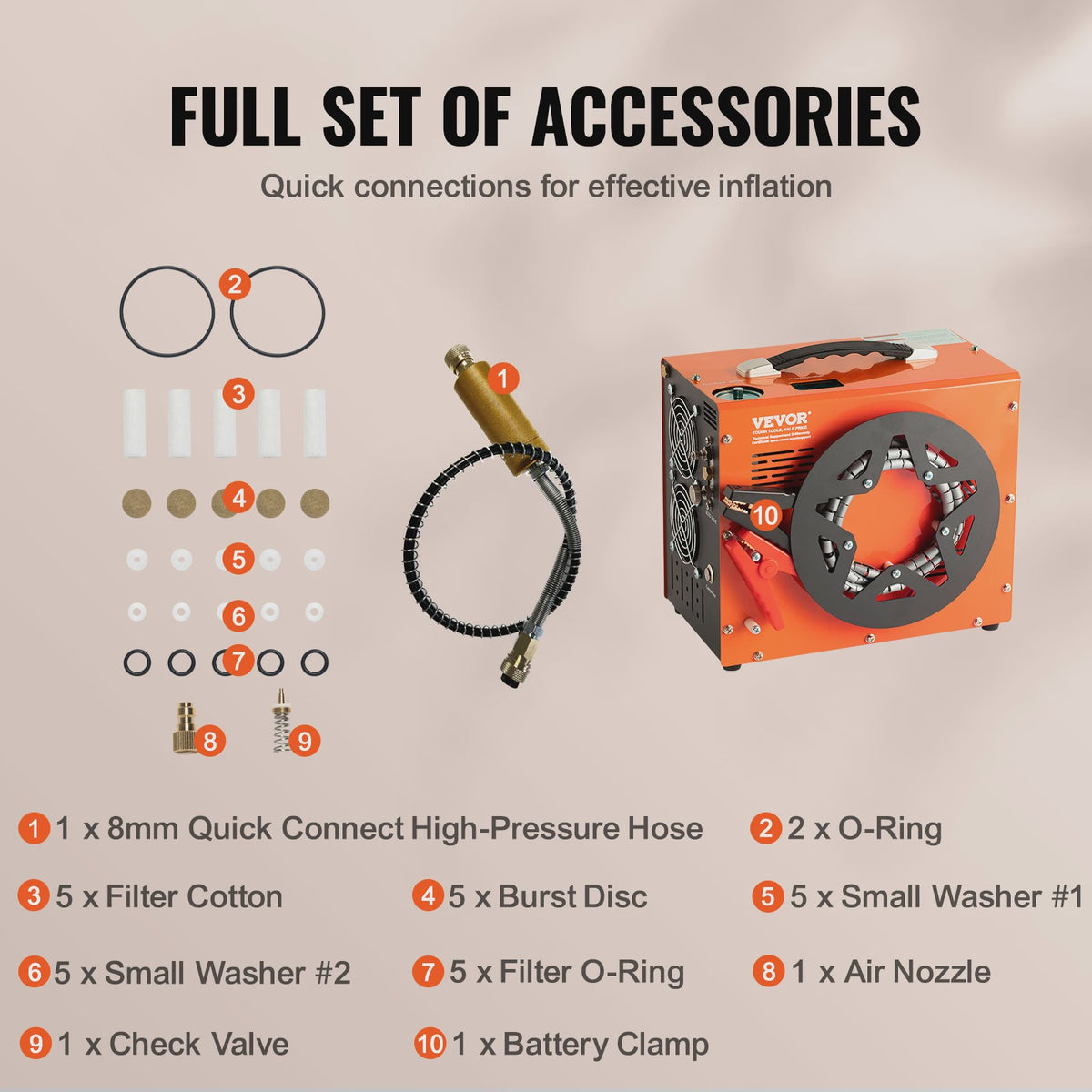 Draagbare PCP Air Compressor 4500PSI/30Mpa - Watervrij, voor Luchtgeweer, Paintball & Duiktank