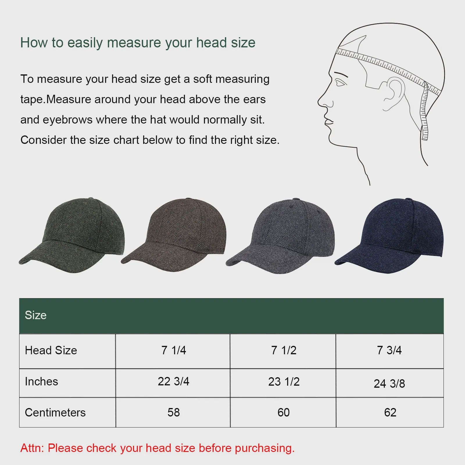 Herren Tweed Baseball Cap - Stijlvolle Wolmix Pet voor Heren