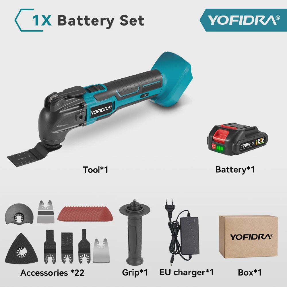 YOFIDRA Snoerloze Multitool met 6 Versnellingen - Zagen, Schuren & Polijsten (Makita 18-21V Batterij)